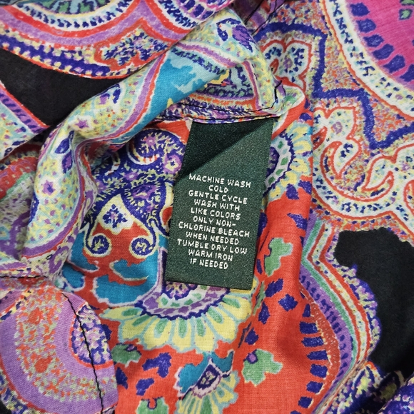 Lauren Ralph Lauren Paisley Long Sleeve Button Down Blouse - Picture 12 of 14